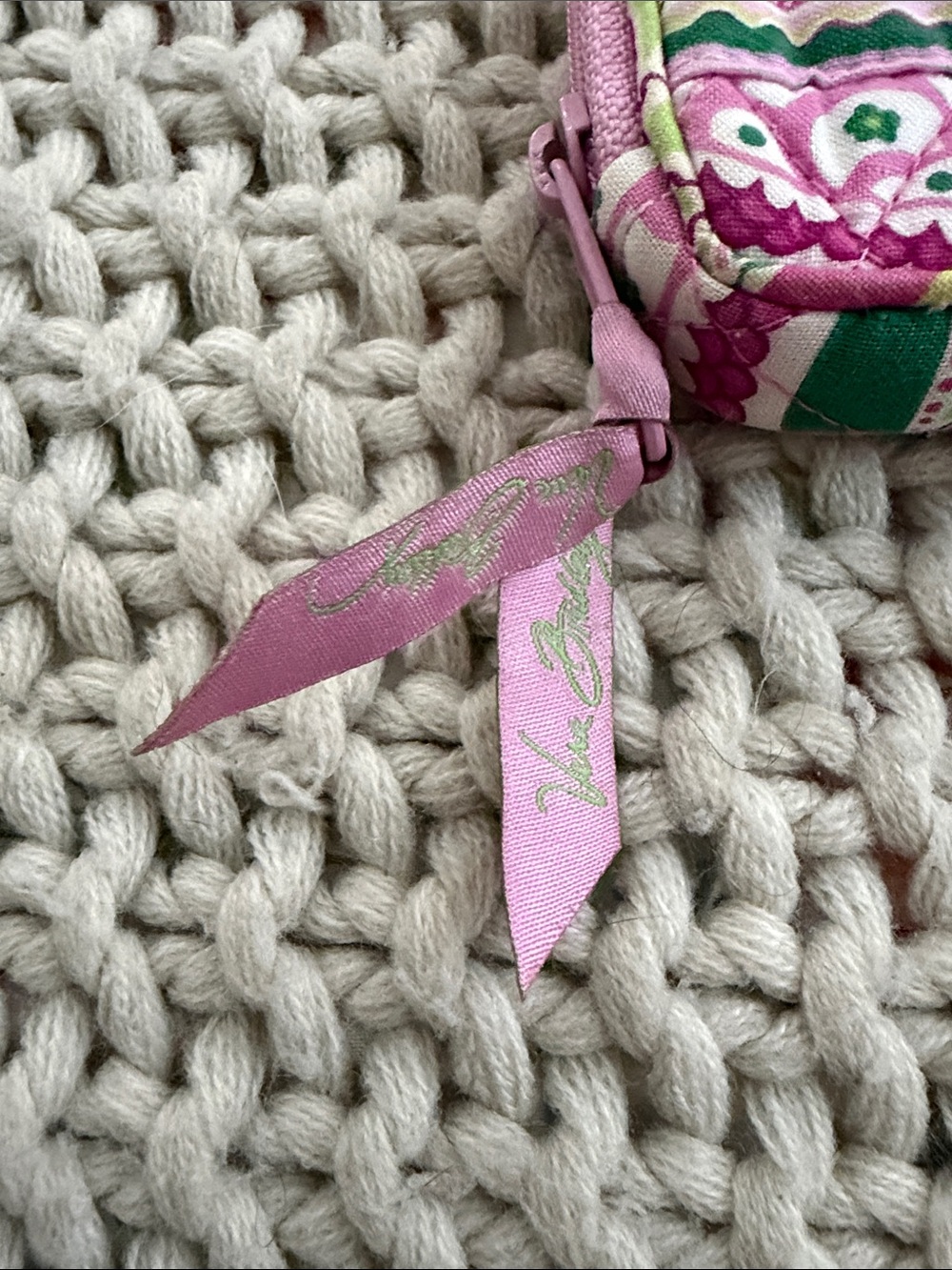 Vera Bradley Pink and Green Quilted Wristlet Wallet with Strap - Picture 2 of 4
